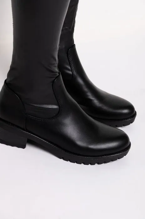 Bottle Girl Thigh High Pocket Boots - Black