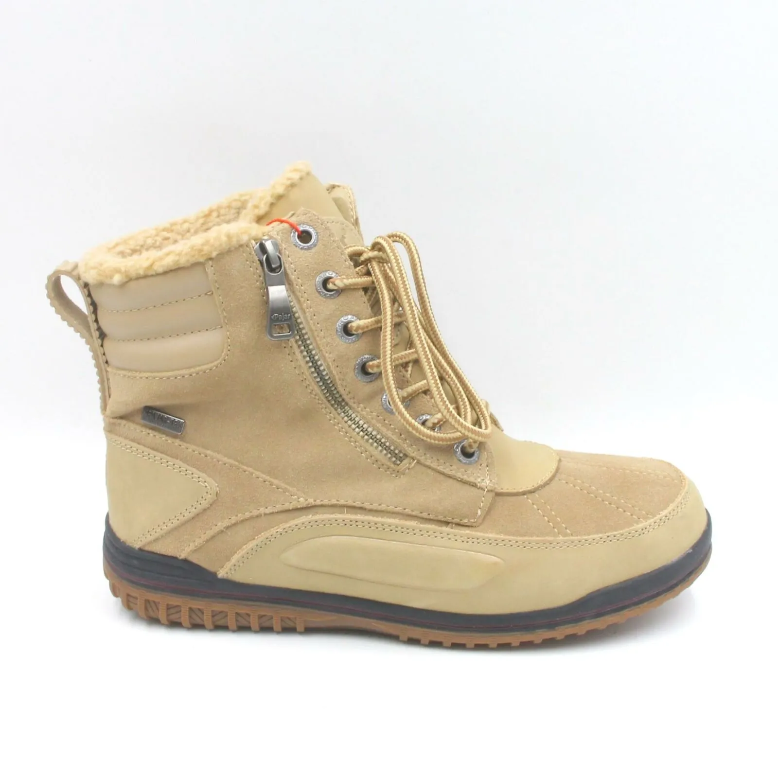 Brand new Pajar Women's Jeana Winter Boots Beige Lace Up Faux Fur Lined Zipper Flat Heel 8-8.5! -30C Rated! Retail $218 