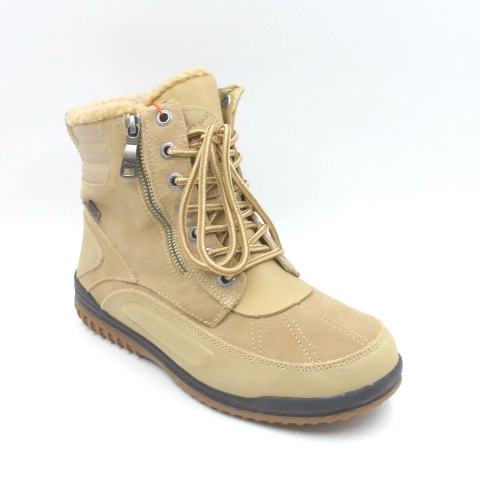 Brand new Pajar Women's Jeana Winter Boots Beige Lace Up Faux Fur Lined Zipper Flat Heel 8-8.5! -30C Rated! Retail $218 