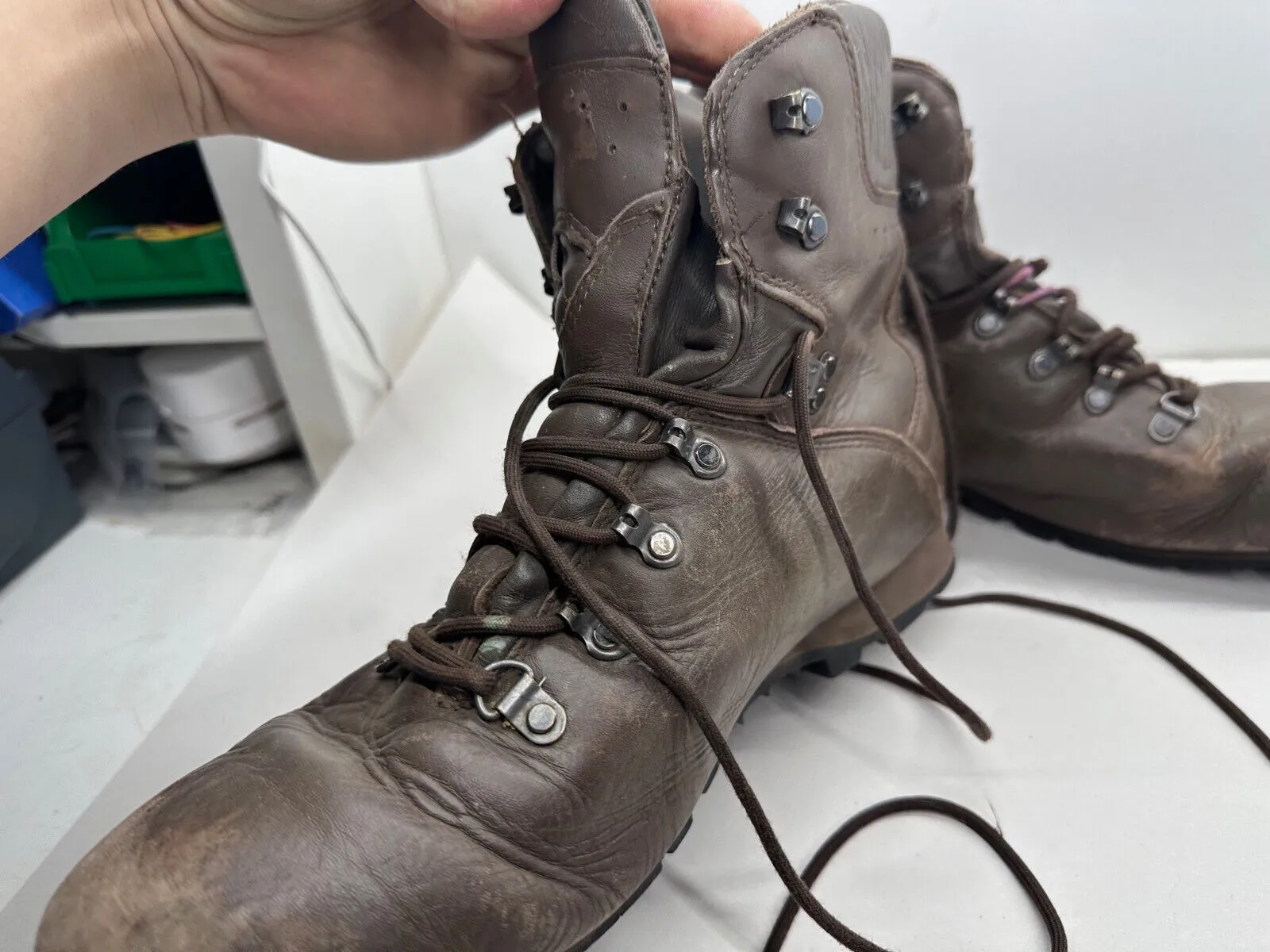 British Army Brown Leather Heavy Duty Combat Boots - Size EU 48 - UK 13L