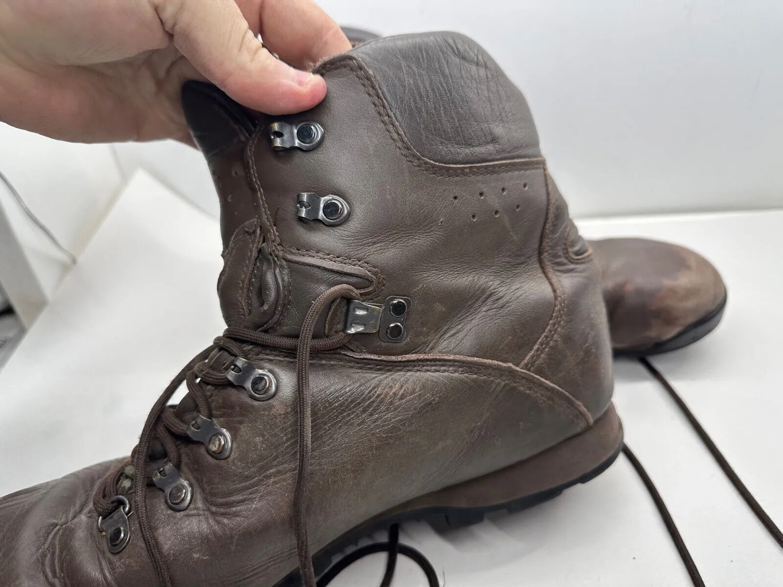 British Army Brown Leather Heavy Duty Combat Boots - Size EU 48 - UK 13L