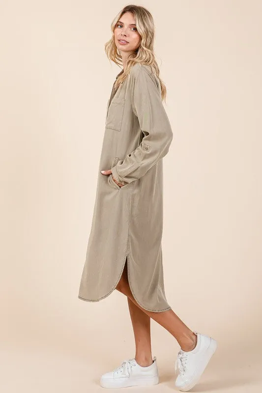 Button Down Long Sleeve Shirt Dress