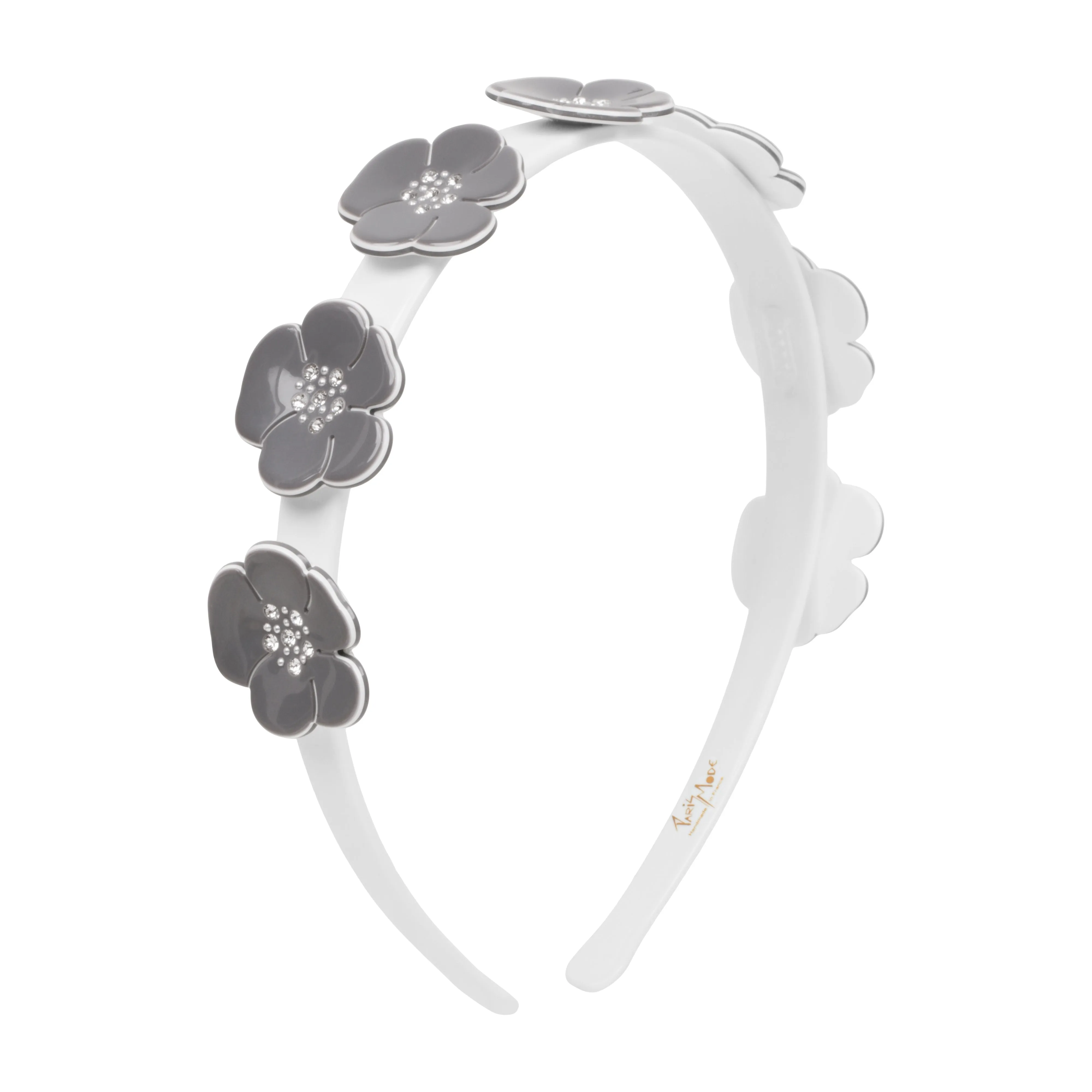 Camellia Crystal 1.5 cm Grey White Alice Band