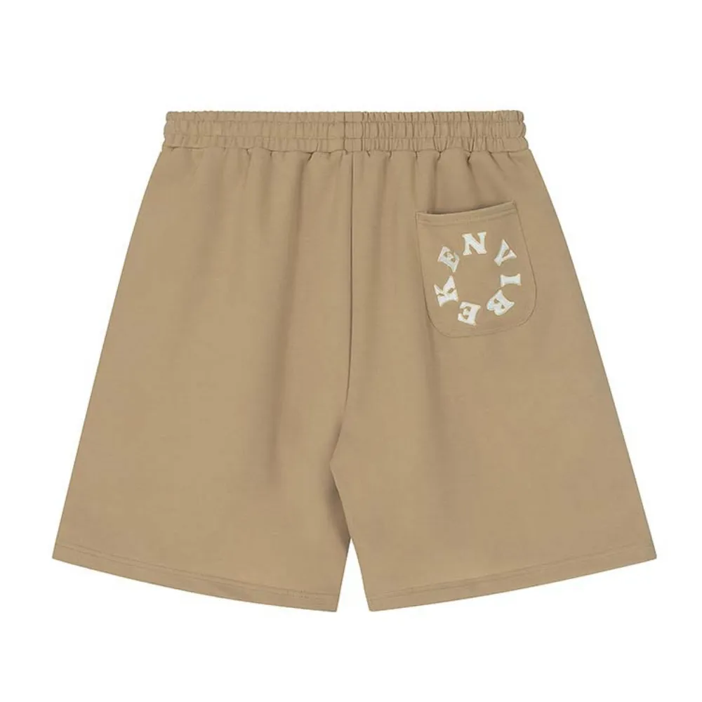 Casual Alphabet Star Flocked Cotton Shorts