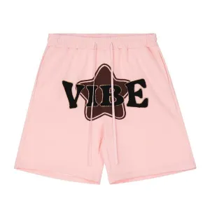 Casual Alphabet Star Flocked Cotton Shorts