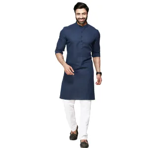 Charm  Navy Blue Plain Kurta for Men