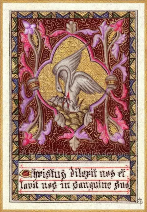 Christ Loves Us and Washes Us in His Blood – Pelican Symbol of Christ – 4 sizes – Catholic Gift – Archival Quality