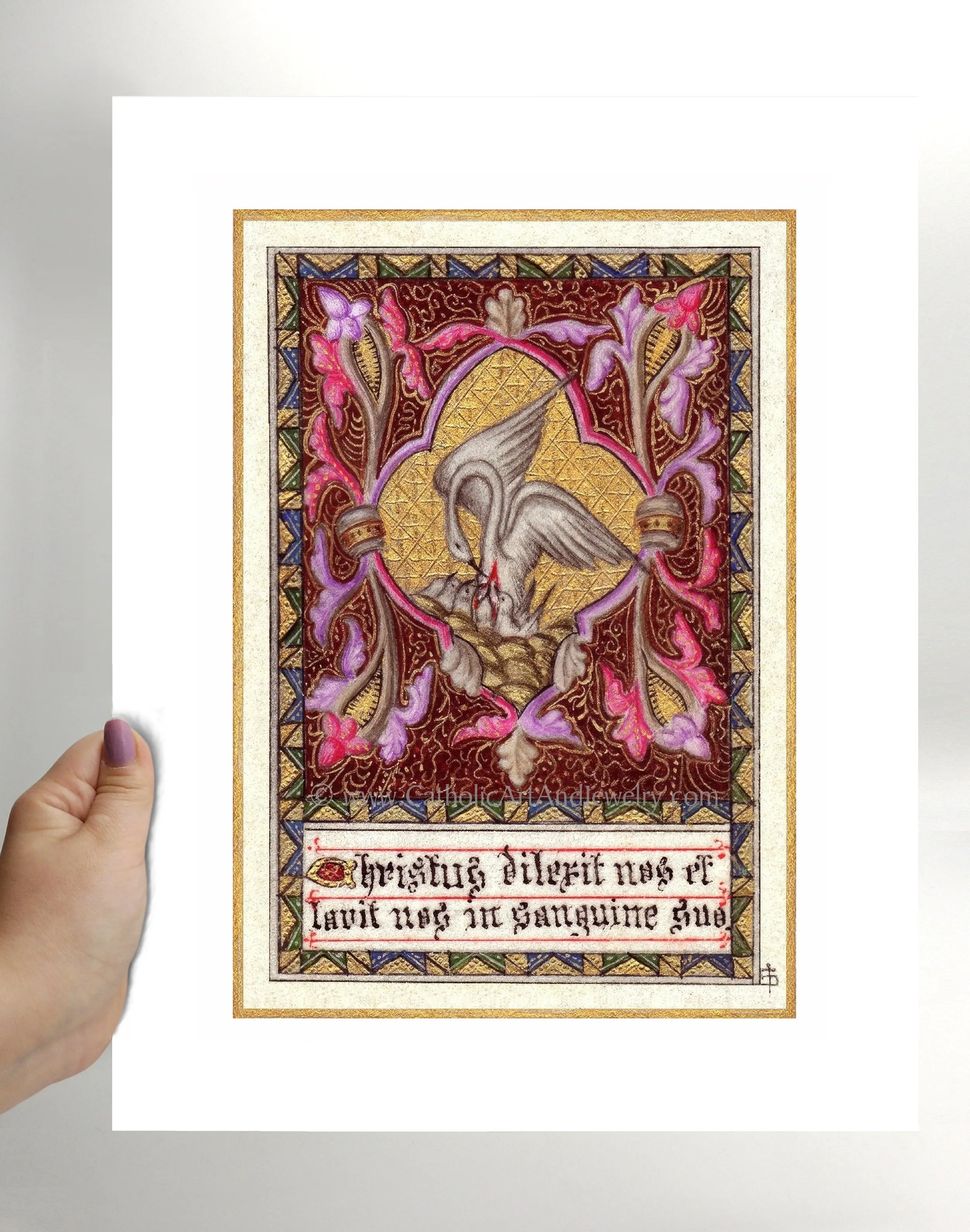 Christ Loves Us and Washes Us in His Blood – Pelican Symbol of Christ – 4 sizes – Catholic Gift – Archival Quality