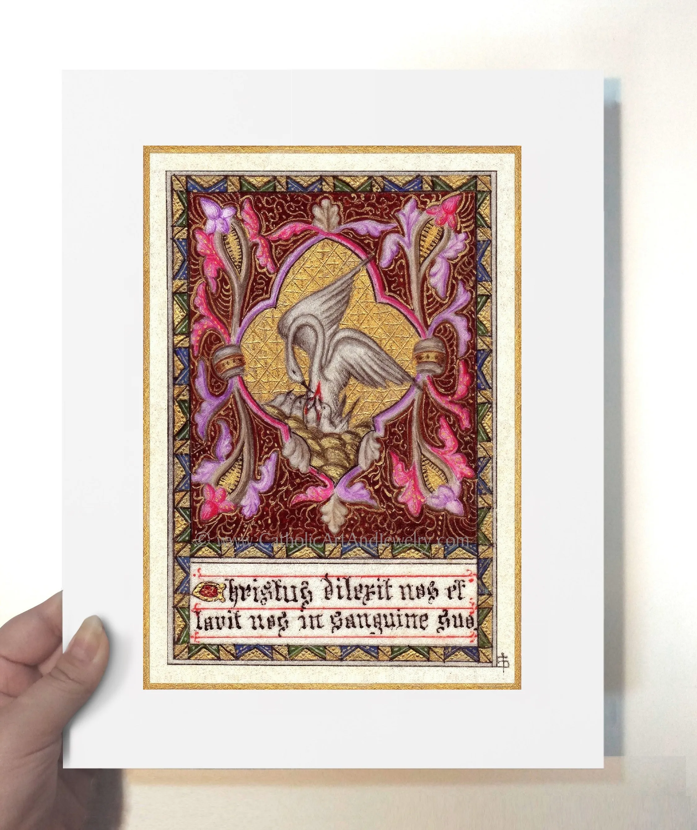 Christ Loves Us and Washes Us in His Blood – Pelican Symbol of Christ – 4 sizes – Catholic Gift – Archival Quality