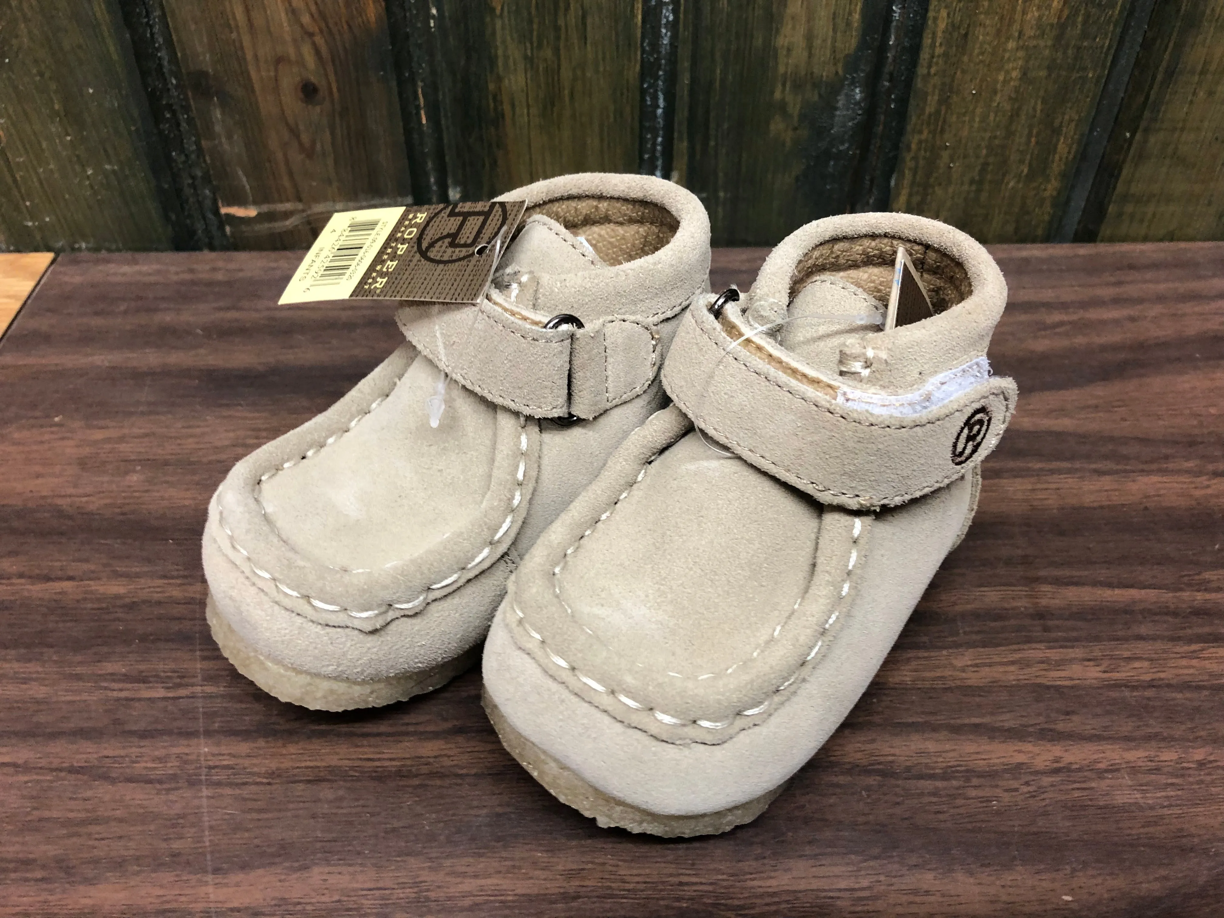 CL09-016-0606-0320-1-Tan Cowboy Boot Roper "Cowbabies Gum Sticker" Infants