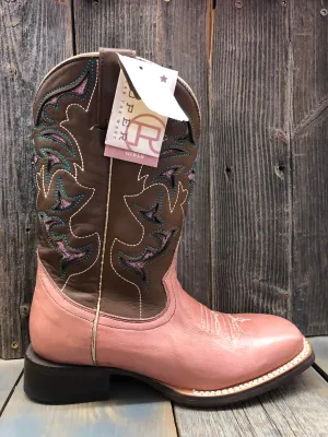 CL09-119-7022-1519 Pink/Brown Cowboy Boot Girls Trust Square - Big Kids