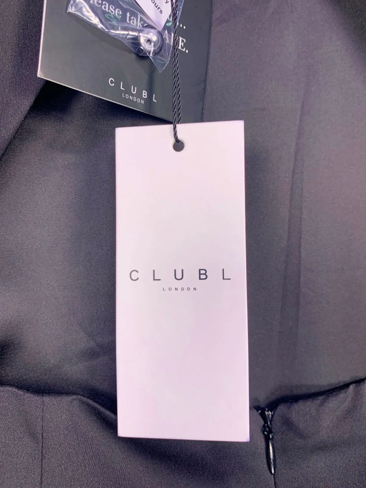 Club L London Black Long Sleeve Midi Dress with High Neckline UK 12