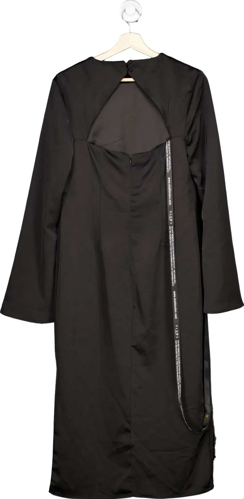 Club L London Black Long Sleeve Midi Dress with High Neckline UK 12
