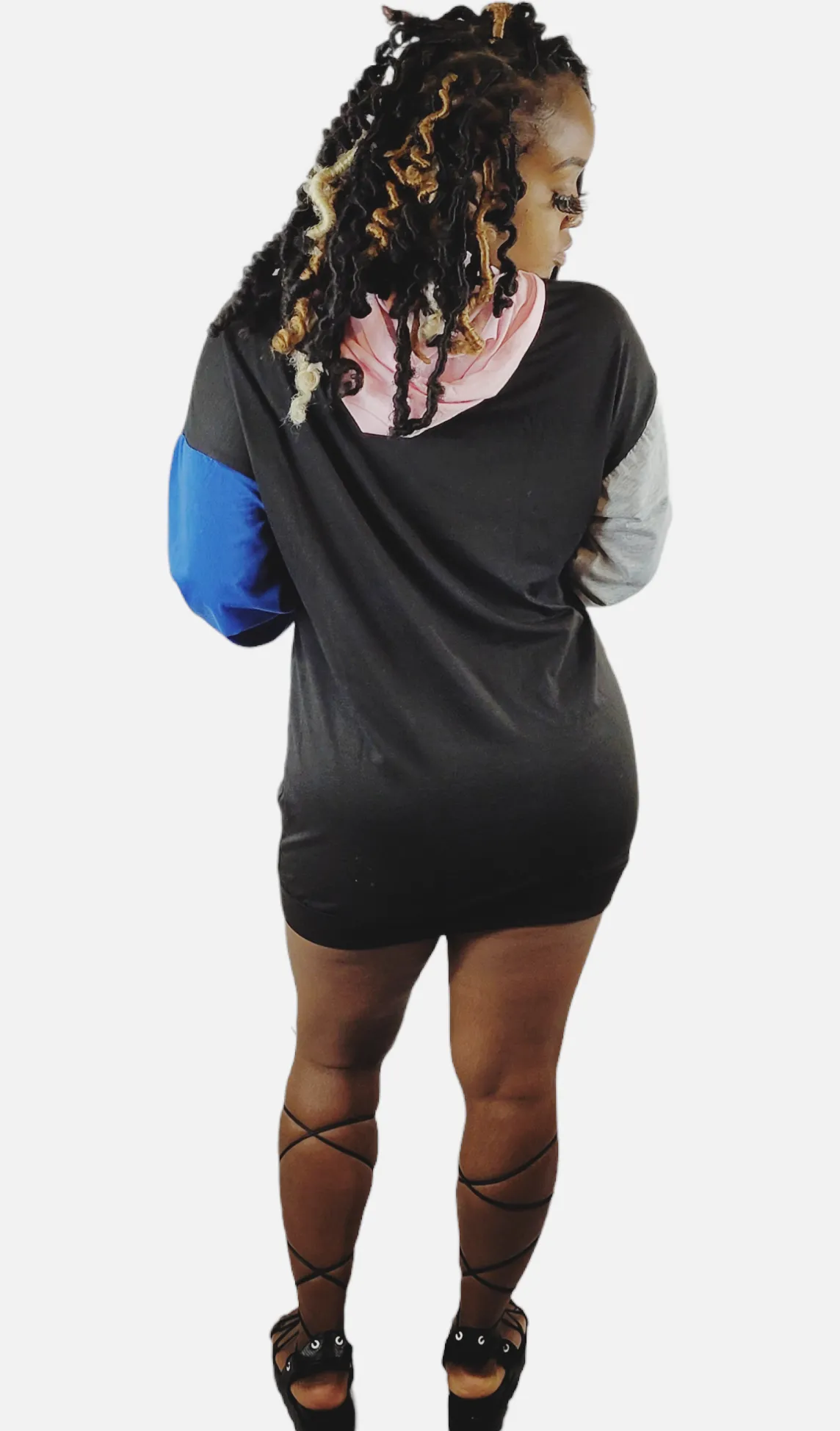 Colorblock Mini Hoodie Dress