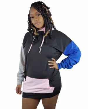 Colorblock Mini Hoodie Dress