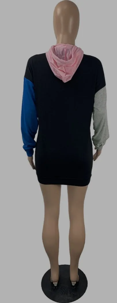 Colorblock Mini Hoodie Dress