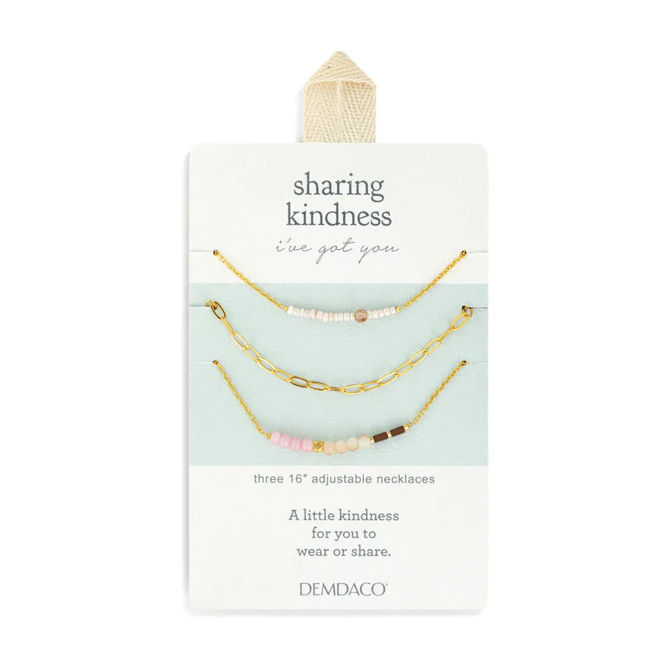 Demdaco Sharing Kindness Necklace Set of 3 - Multicolor Gold