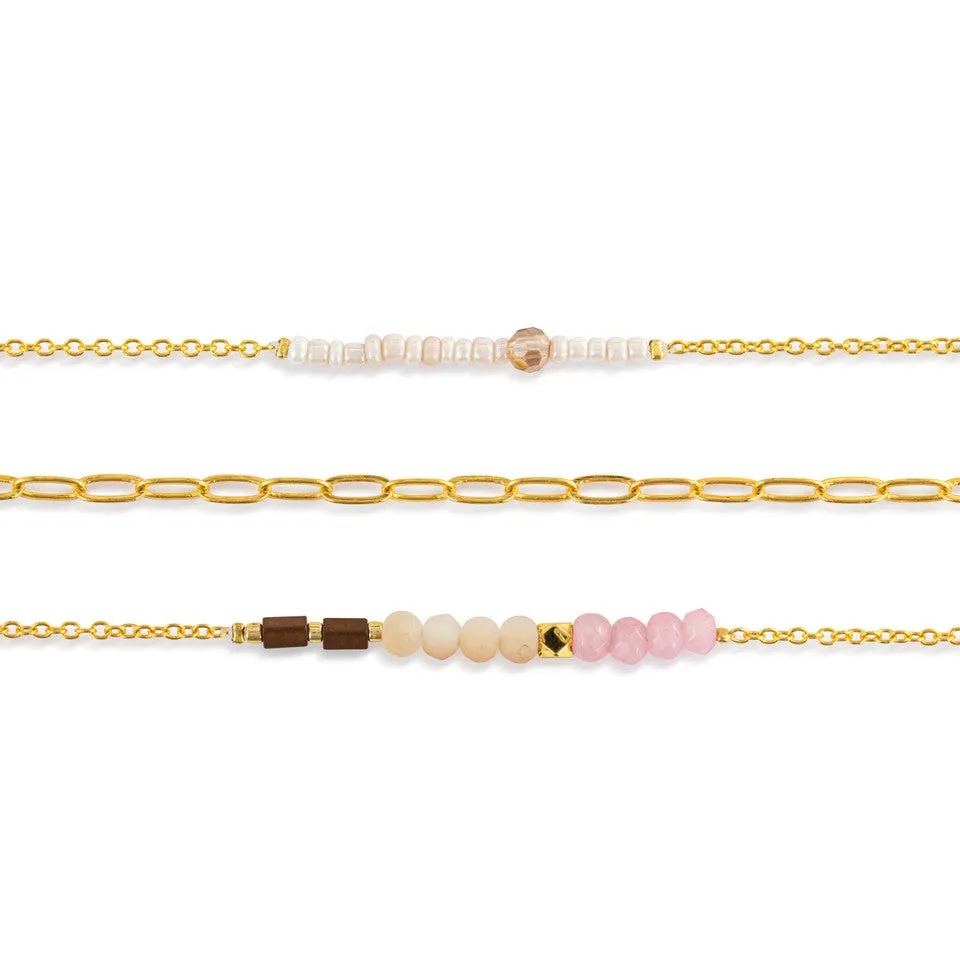 Demdaco Sharing Kindness Necklace Set of 3 - Multicolor Gold