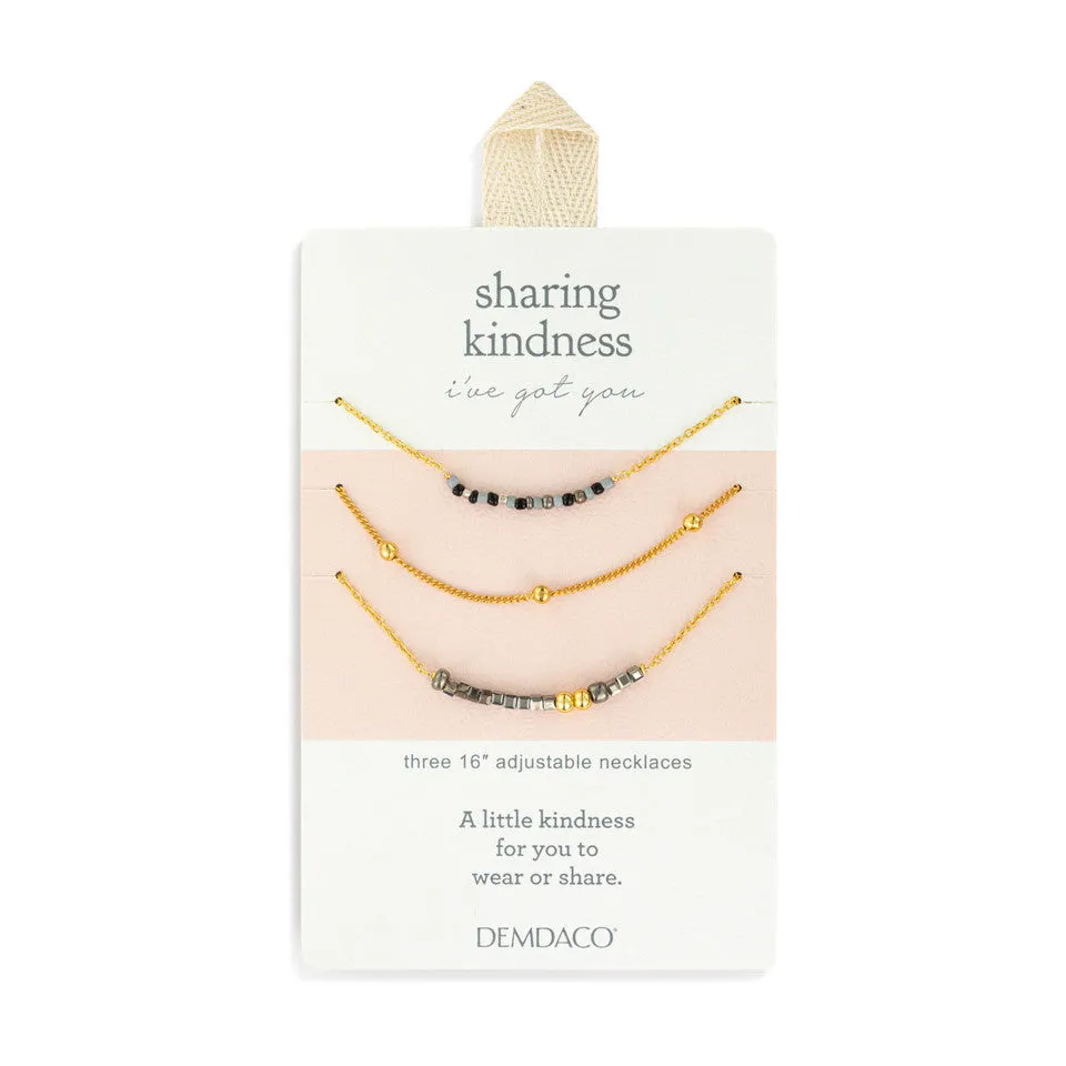 Demdaco Sharing Kindness Necklace Set of 3 - Sand Gold