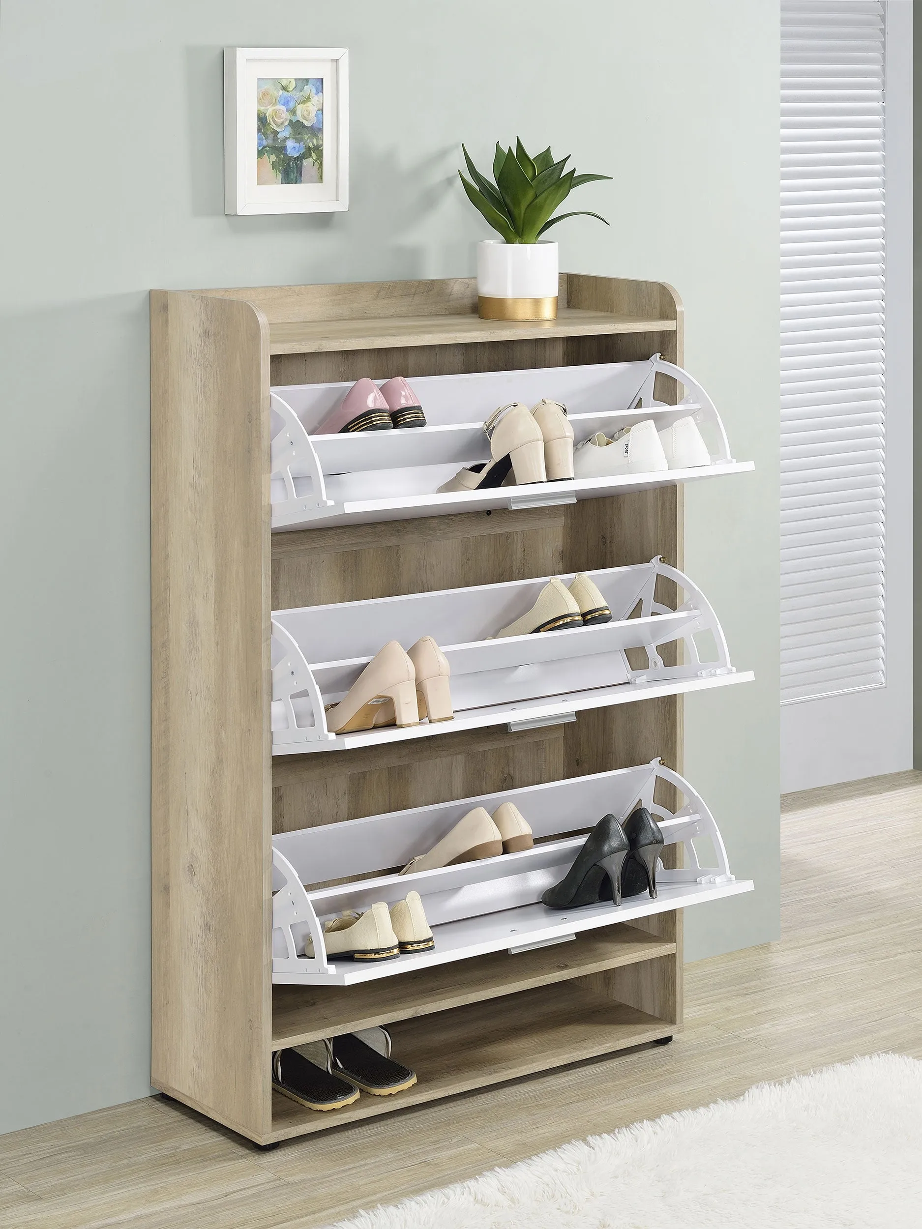 Denia 3-tier Engineered Wood Shoe Cabinet White