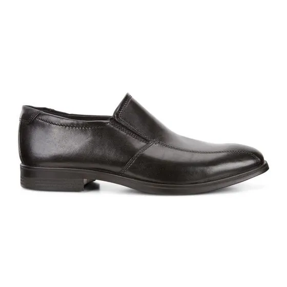 Ecco Men's 621654 Melbourne Black Leather Bike Toe Slip On Dress Shoe