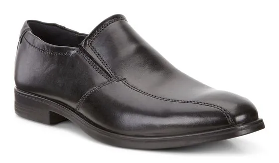 Ecco Men's 621654 Melbourne Black Leather Bike Toe Slip On Dress Shoe