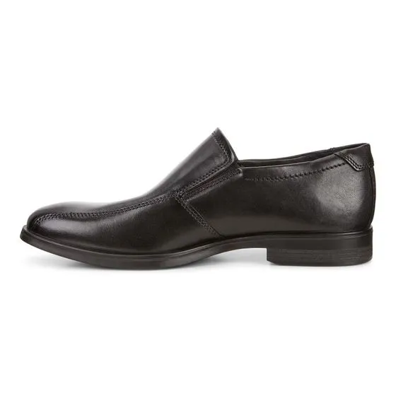 Ecco Men's 621654 Melbourne Black Leather Bike Toe Slip On Dress Shoe