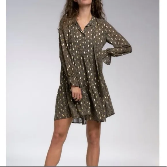 ELAN | Metallic Accent Tiered Dress