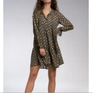 ELAN | Metallic Accent Tiered Dress