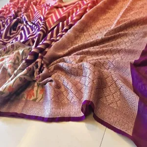 Elegant Royal Purple Handloom Banarasi Meenakari Saree
