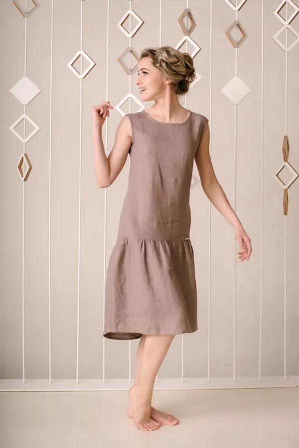 Elegant Sleeveless Tank Linen Dress