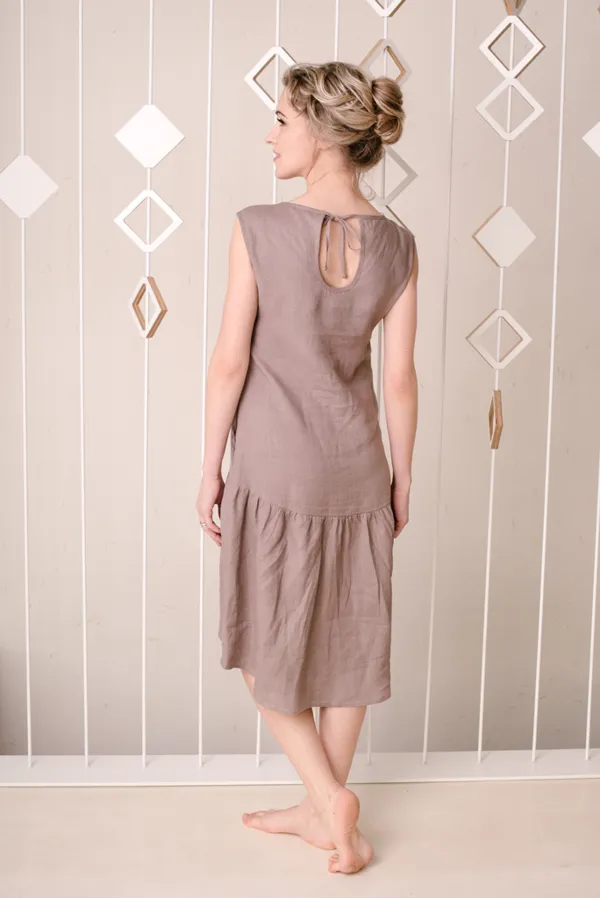 Elegant Sleeveless Tank Linen Dress