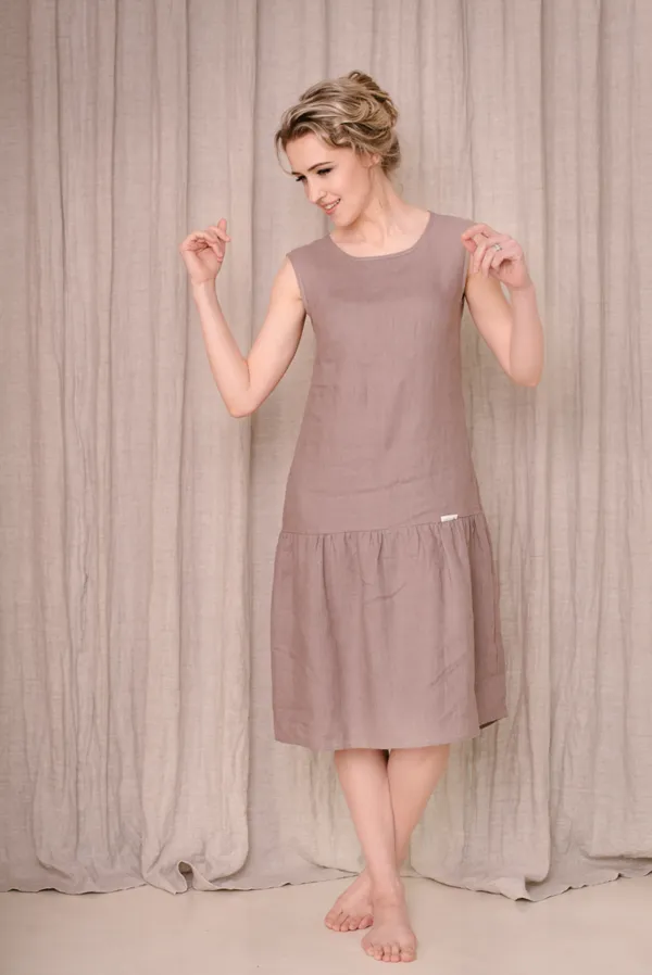 Elegant Sleeveless Tank Linen Dress