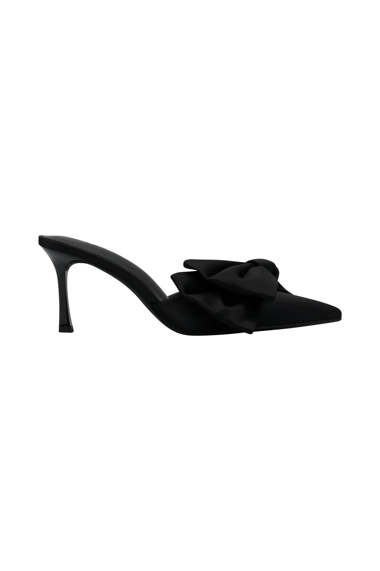 Elena Pointed Satin Bow Heel - Black