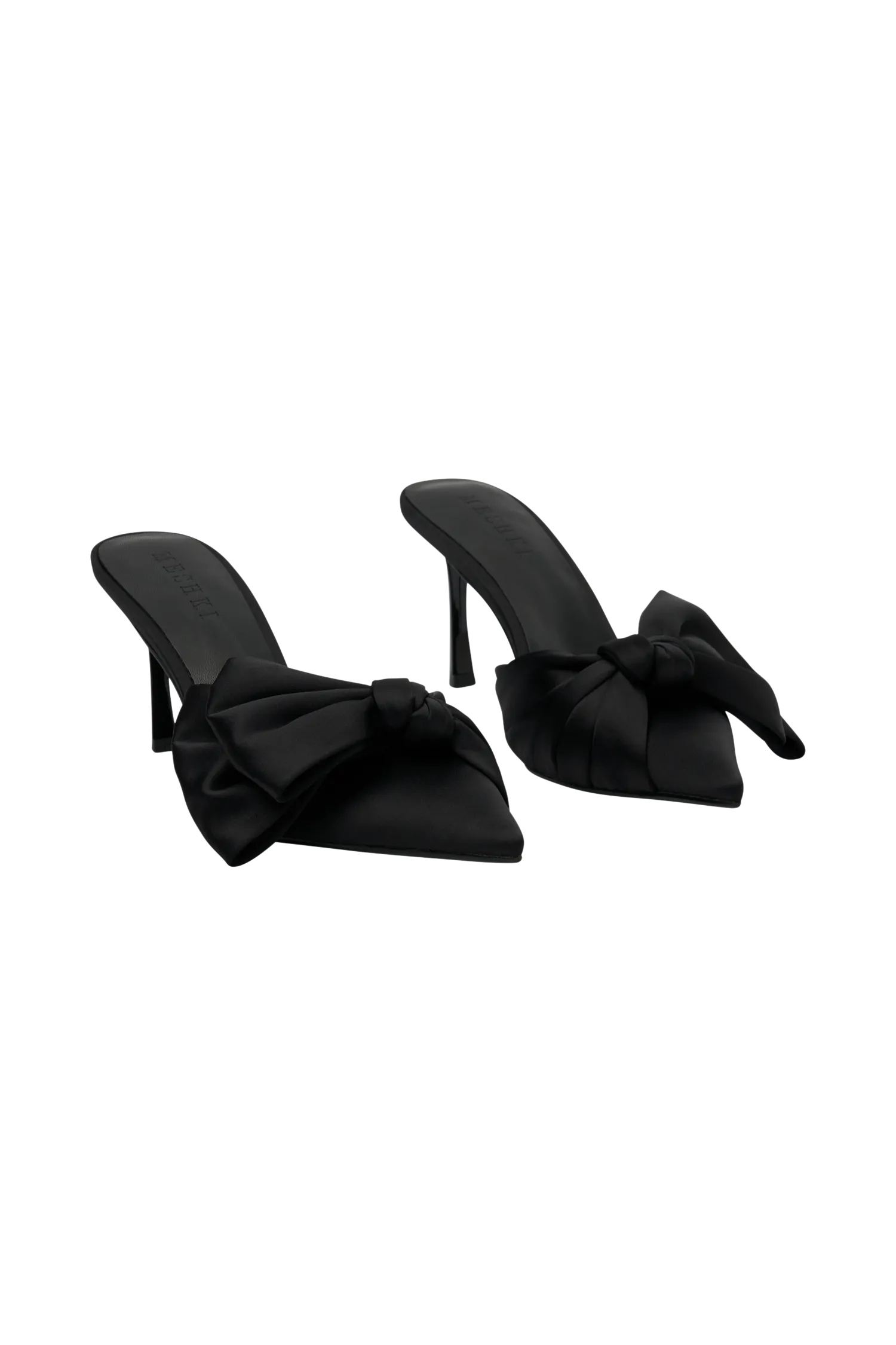 Elena Pointed Satin Bow Heel - Black