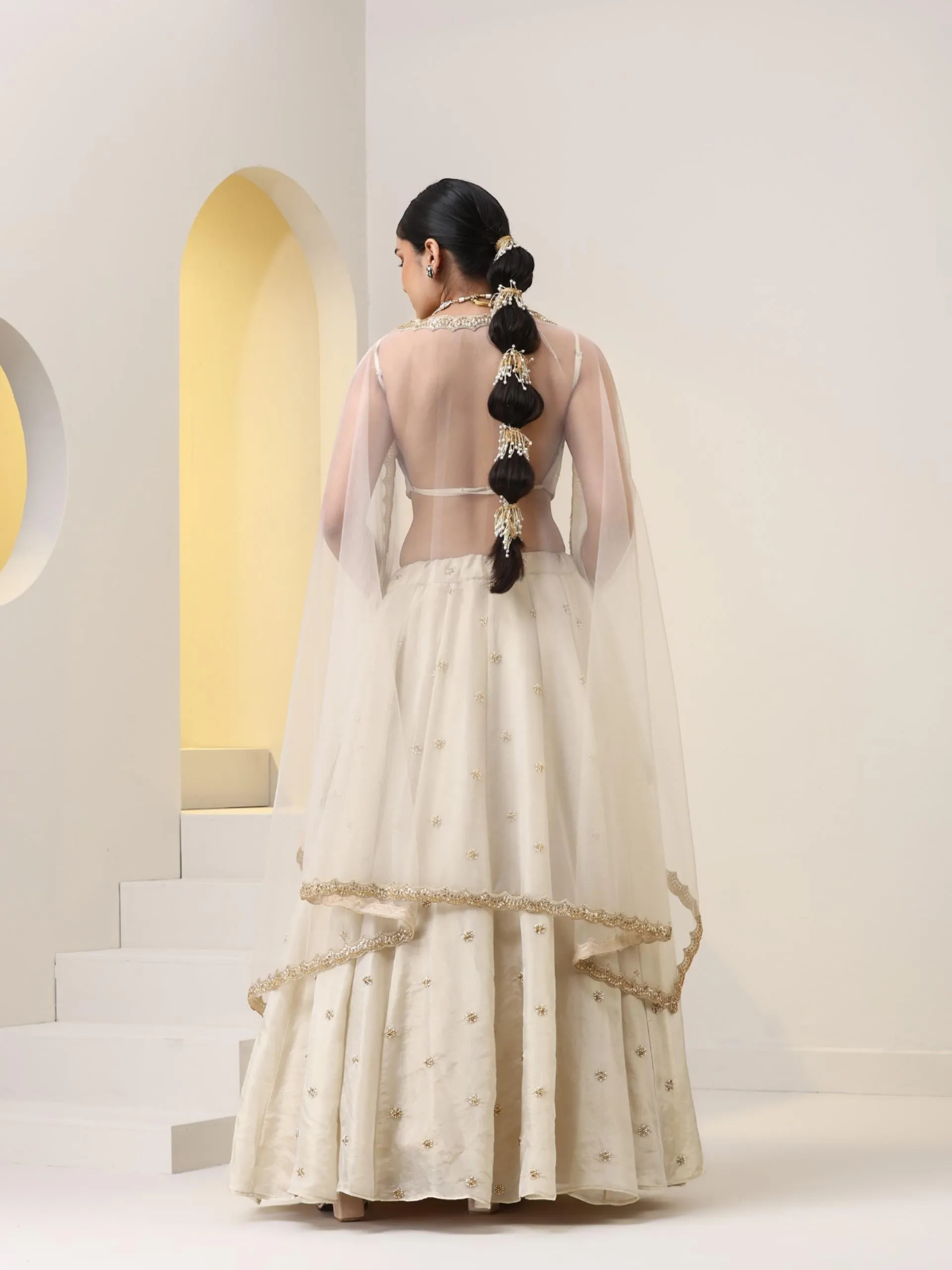 Enchanting Pure Silk Tissue Beaded Lehenga with Net Dupatta and Blouse Fabric