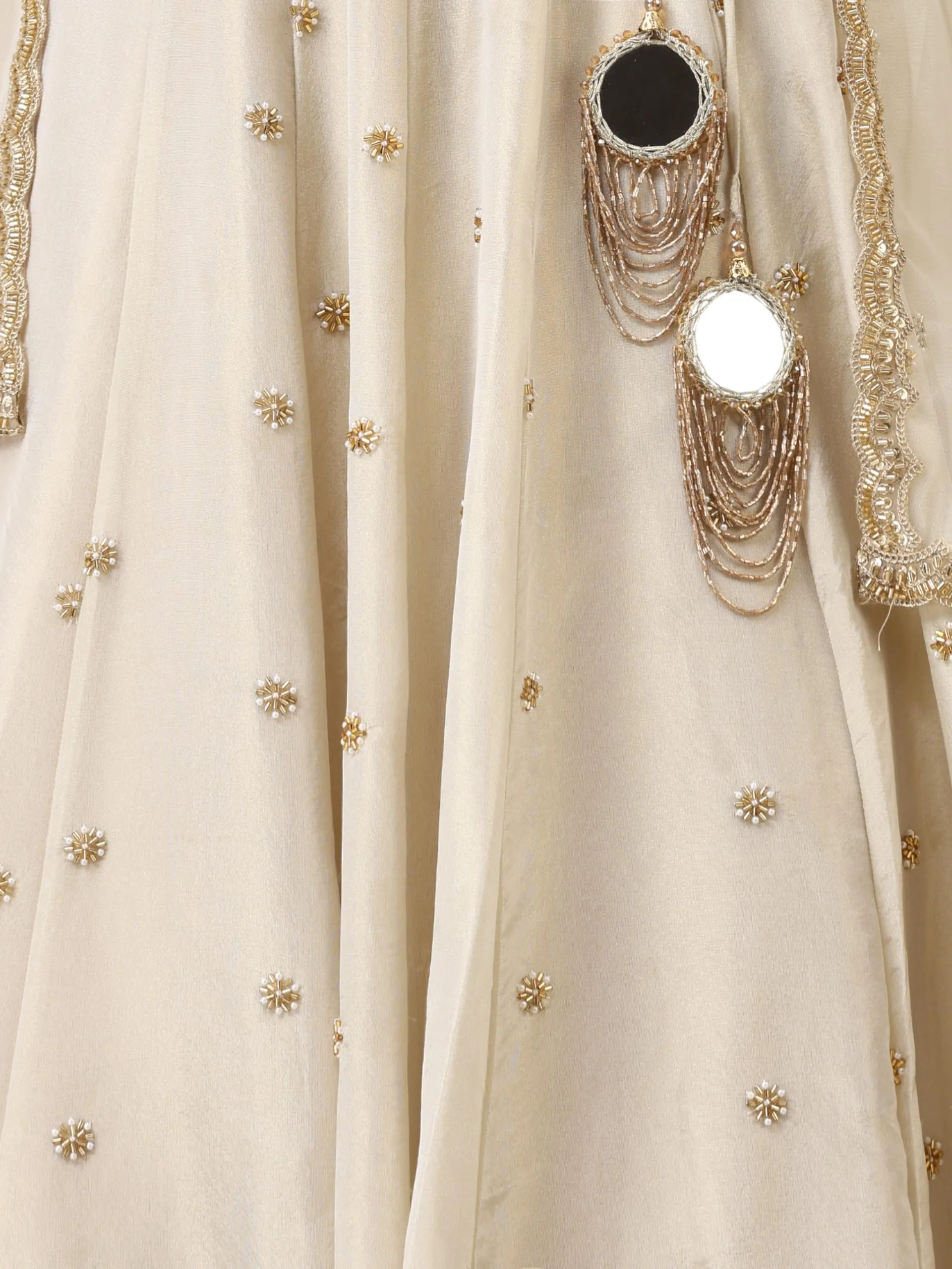 Enchanting Pure Silk Tissue Beaded Lehenga with Net Dupatta and Blouse Fabric