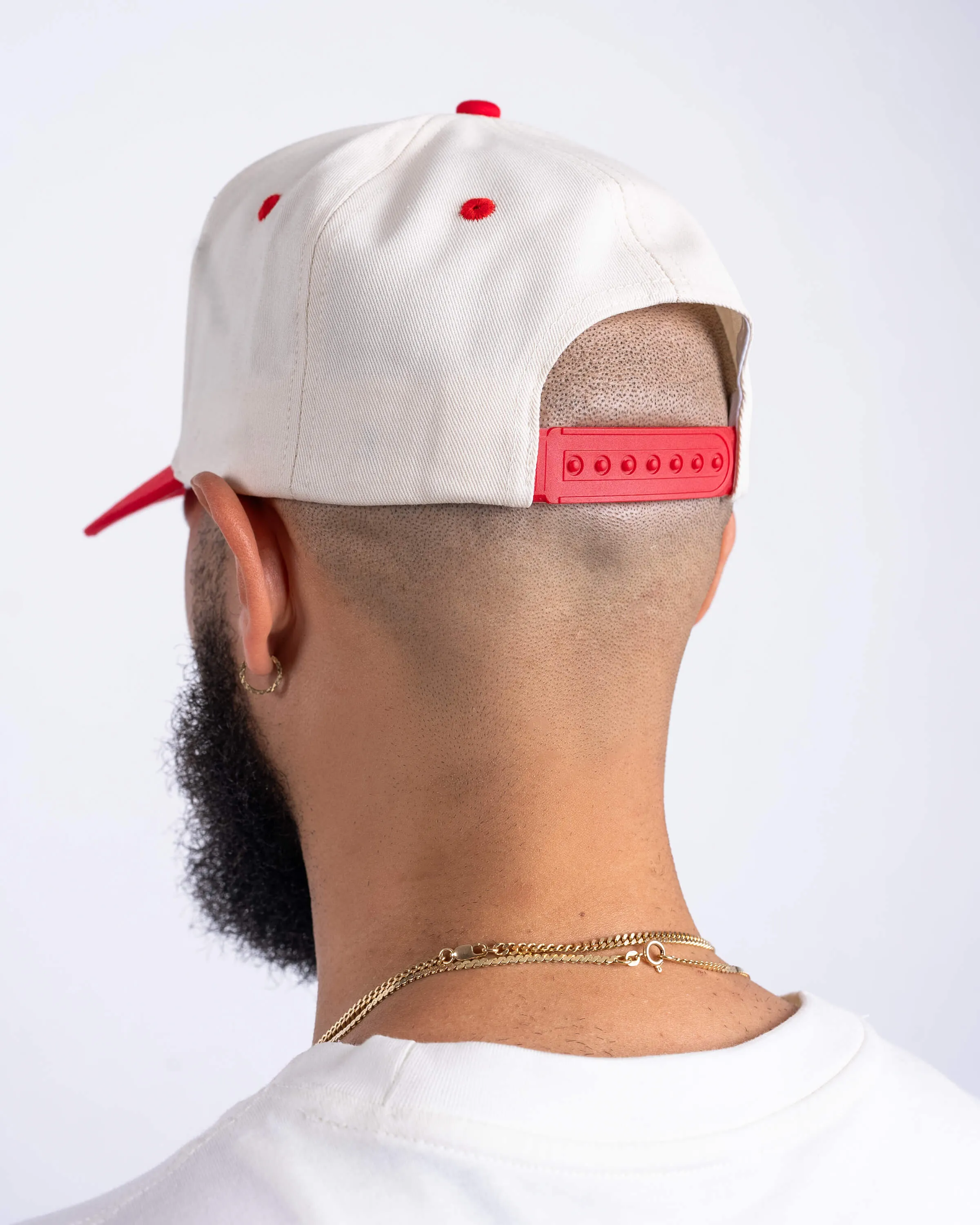 Exclamation Snapback Hat - Cream/Red