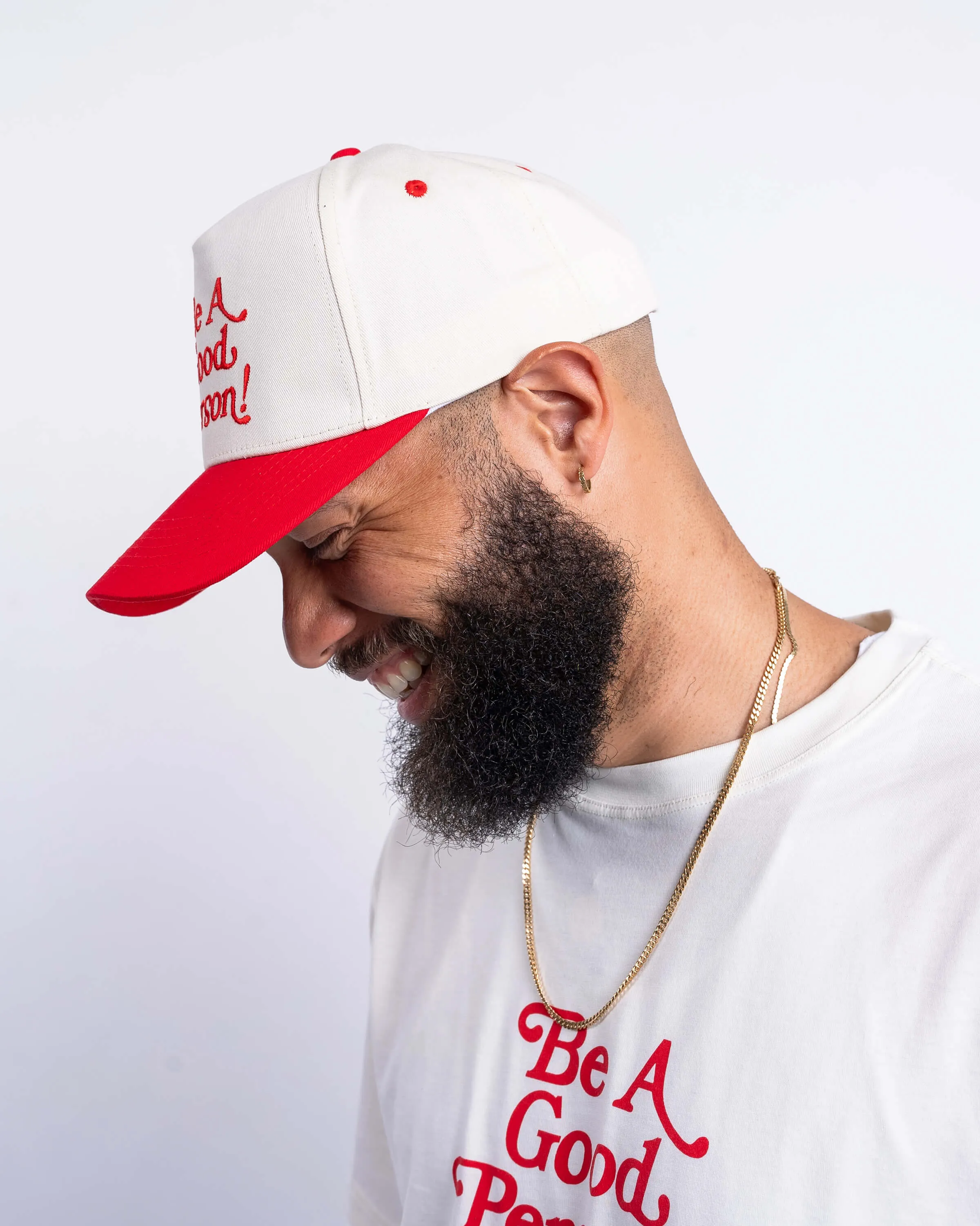 Exclamation Snapback Hat - Cream/Red