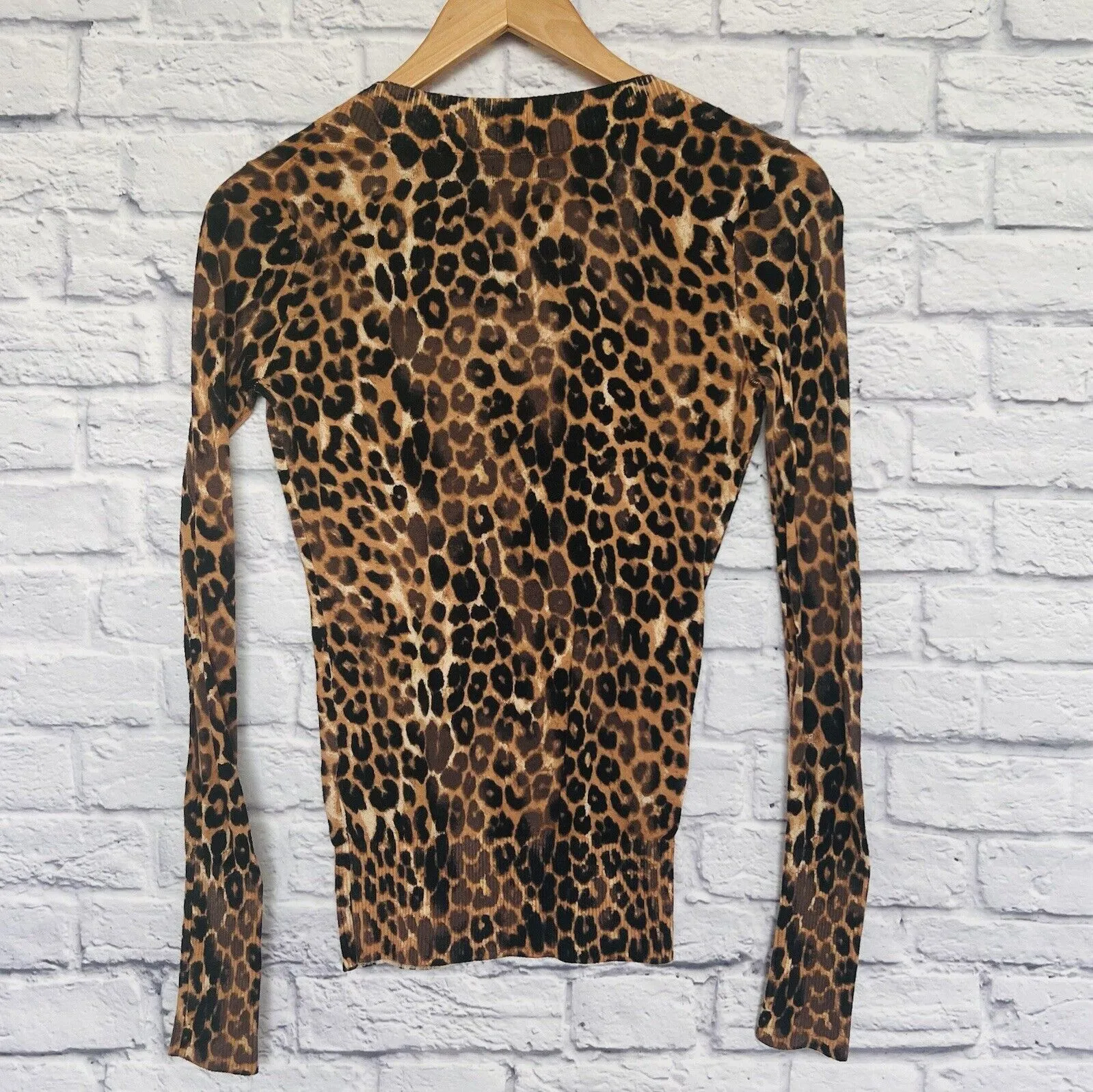 EXPRESS Leopard Animal Print Sweater Top Black/Tan Pullover Lightweight Sz XS