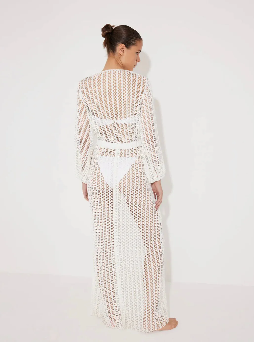 Fernanda White V Neck Maxi Kaftan
