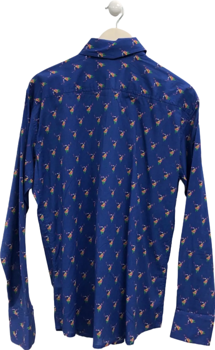 Frangipani Blue Patterned Shirt UK M
