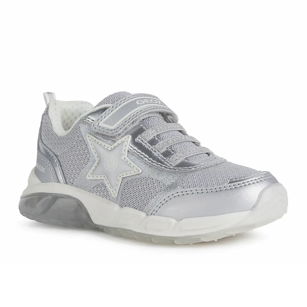 Geox J Spaziale Girl Silver Trainers