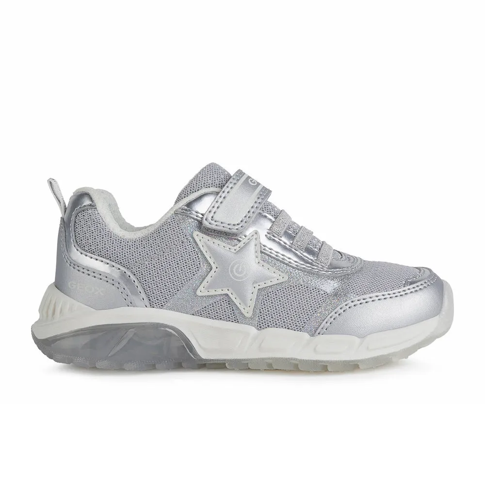 Geox J Spaziale Girl Silver Trainers