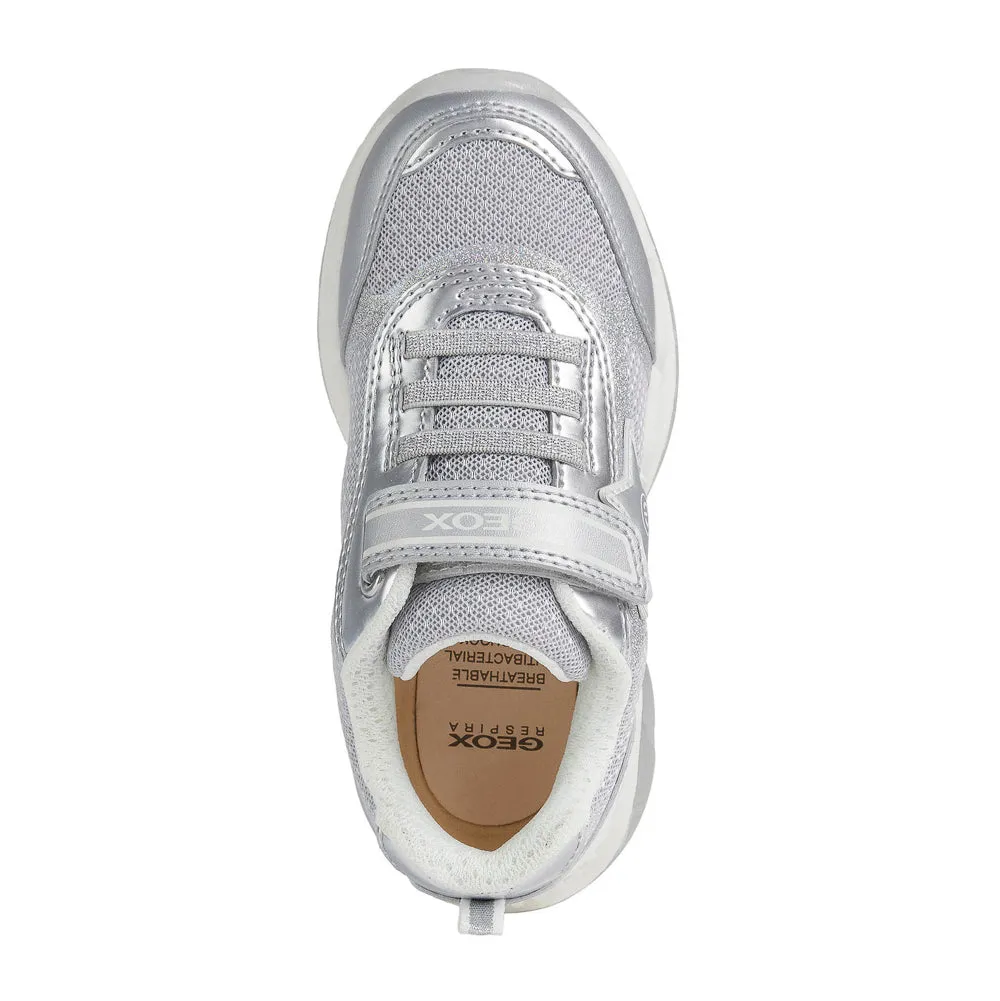 Geox J Spaziale Girl Silver Trainers