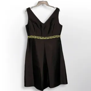 Giovanna Collection Black Dress Sleeveless V-Neck Empire Waist Fit Flare Sz 14