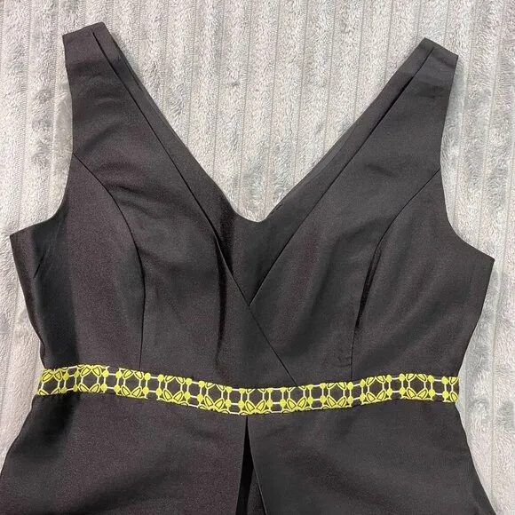 Giovanna Collection Black Dress Sleeveless V-Neck Empire Waist Fit Flare Sz 14