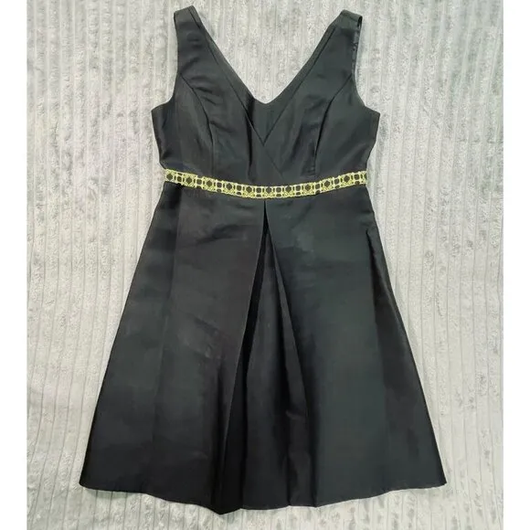 Giovanna Collection Black Dress Sleeveless V-Neck Empire Waist Fit Flare Sz 14