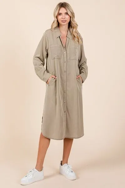 Hazel Blues® |  Mittoshop Button Down Long Sleeve Shirt Dress