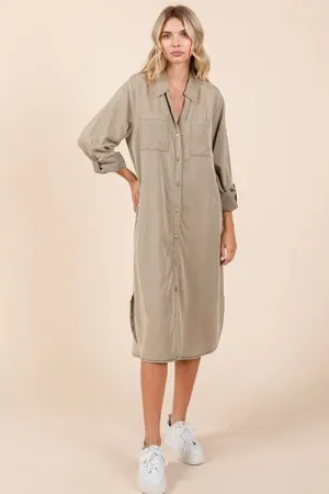 Hazel Blues® |  Mittoshop Button Down Long Sleeve Shirt Dress
